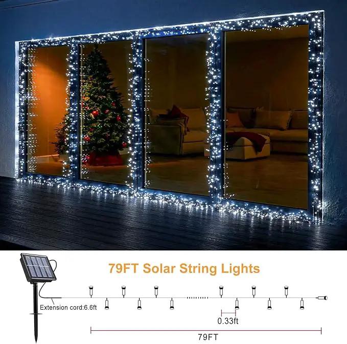 2 Pack Solar String Lights for Outside, Each 79Ft 240 LED Solar Lights Outdoor, 8 Modes Waterproof Solar Powered Christmas Twinkle Light for Backyard Patio Tree Party Garden Decoration, White by GreenHaven Gardens
