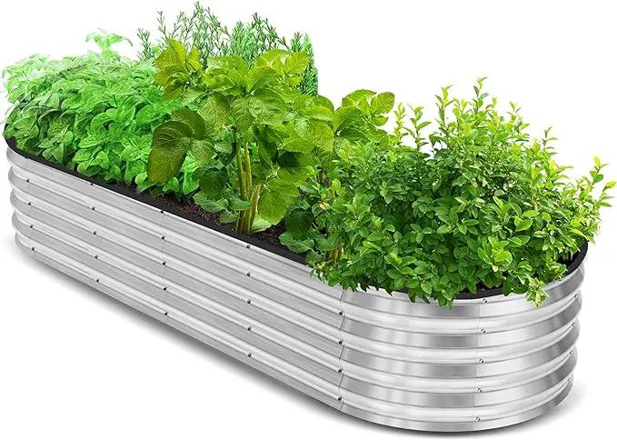 Utopia Home Galvanized Raised Garden Bed, 6 by 2 by 1 feet Lightweight Planter Boxes Outdoor with Easy Assembly, Large Garden Bed for Vegetables, Fruits, Flowers, Silver by GreenHaven Gardens