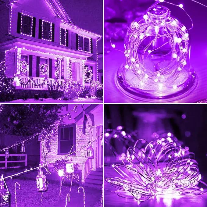 String Lights, 2 Pack Battery Operated String Lights with Remote Timer Waterproof 8 Modes String Lights for Bedroom,Garden,Party,Xmas Tree Indoor Outdoor Decorations (Purple, 16.4) by GreenHaven Gardens