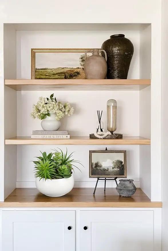 Fake Plants Artificial Succulents in Pots Faux Succulent Arrangement Potted Plant in White Ceramic Planter Bowl for Home Decor Office Desk Bathroom Shelf Living Room Indoor Decorations by GreenHaven Gardens