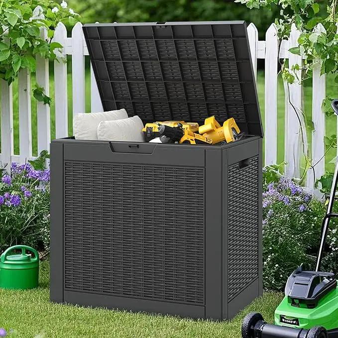 NUNU LAB 31 Gallon Outdoor Storage Box Waterproof,Indoor Outside Deck Box,Backyard Storage Bin For Package Delivery,Garden Tools,Patio Cushions,Pool Accessories,Storage Bench Lockable Lid by GreenHaven Gardens