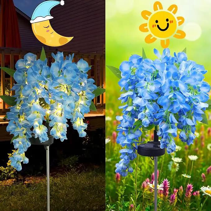 2Pack Solar Waterproof Wisteria Flowers Garden Lights Upgraded Solar Panel 2 Glowing Lighting Modes for Outdoor Yard Walkway Lawn Decor Birthday Gift by GreenHaven Gardens
