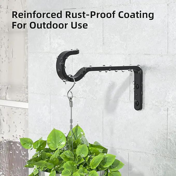 5.7 Inch 2 Pack Heavy Duty Outdoor Plant Hangers for Hanging Baskets, Iron Hanging Plant Brackets for Hanging Plants Outside, Metal Plant Hooks Plant Wall Hooks for Hanging Lantern, Bird Feeder by GreenHaven Gardens
