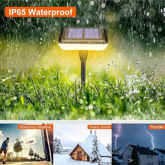 Solar Swaying Lights 4 Pack,Solar Path Lights Warm White LED Square,High Flexible Wire and Large Light Source P67 Waterproof, Solar Powered Suitable for Pathway Flower Pots Balcony Terrace Decoration by GreenHaven Gardens