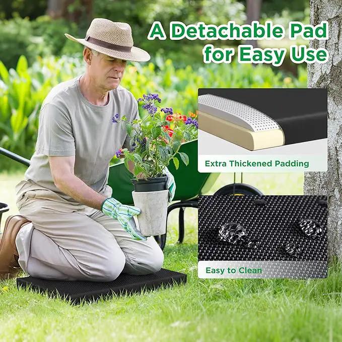 10.8” Wide Garden Kneeler and Seat, Heavy Duty Foldable Gardening Stool with Tool Belt Pouch, Included Thickened Kneeling Pad, Portable Gardening Bench Chair for Seniors & Parents by GreenHaven Gardens