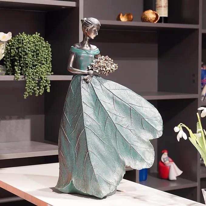 Guichifun Fairy Statue Collection Home Decoration - 22IN Leaf Angel Girls Resin Large Home Decor for Outside or Inside Rustic Garden Outdoor Yard Fantasy Figurines Gift 13.75 x 8.75 x 22 Inch by GreenHaven Gardens