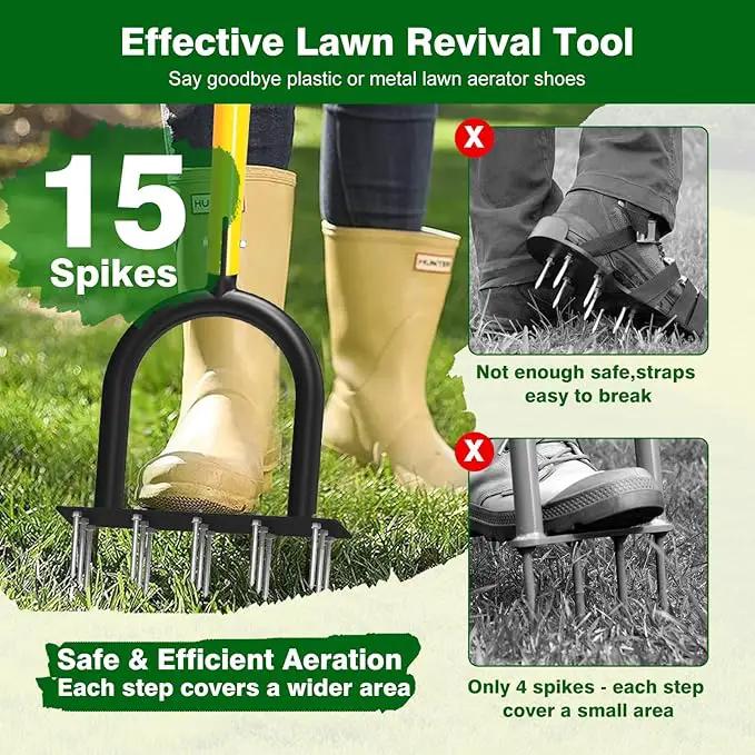 Lawn Aerator Tool - Grass & Soil Aerator for Lawn & Yard Care, Durable Manual Lawn Aerator for Healthy Grass, Compact Soil & Easy-to-Use Spike Plug Aerator by GreenHaven Gardens