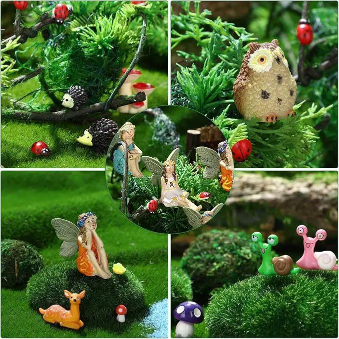 120 Pieces Garden Kit Accessories Garden Animals Miniatures Fairies Miniature Figurines Micro Landscape Ornaments DIY Kit for Outdoor Yard Lawn by GreenHaven Gardens