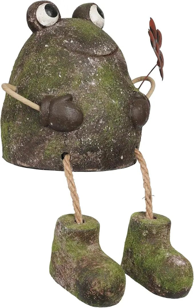 Alpine Corporation MCC834 Indoor/Outdoor Frog with Flower Garden Statue, Playful Frog Statue for Yard, 20" H, Green by GreenHaven Gardens