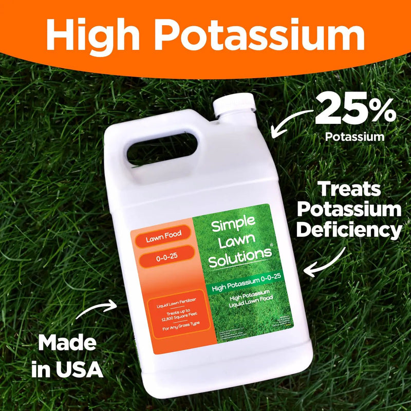Simple Lawn Solutions - High Potassium Lawn Food Liquid Fertilizer 0-0-25 - Concentrated Spray - Turf Grass Vigor and Plant Hardiness - Summer and Fall - Any Grass Type (1 Gallon) by GreenHaven Gardens