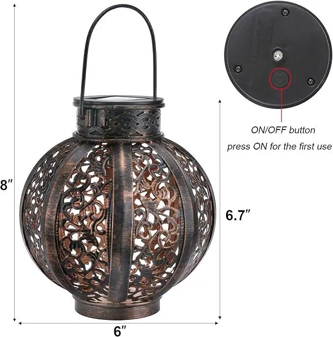MAGGIFT 2 Pack Hanging Solar Lights,Outdoor Ramadan Solar Lanterns Decorations,Waterproof Hanging Solar Light 6 Lumens,Brown by GreenHaven Gardens