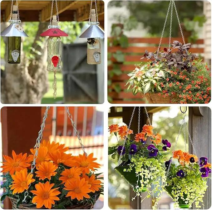 10 Pack 25" SIL Storagehook Silver Hanging Chains with S Hooks for Hanging Bird Feeders Planters Baskets Billboards Lanterns Wind Chimes Ornaments by GreenHaven Gardens