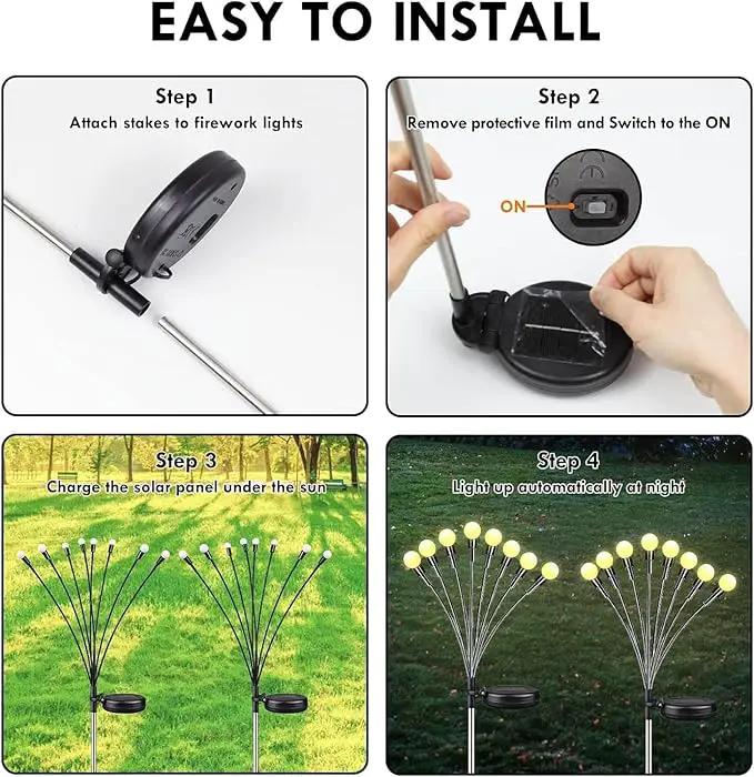 OZS Solar Garden Lights(6Pack Total 48LED) -Solar Lights Outdoor, Firefly Light for Outside, Sway by Wind, Fairy Light Outdoor Waterproof for Patio Pathway Garden Decor(Warm White) by GreenHaven Gardens