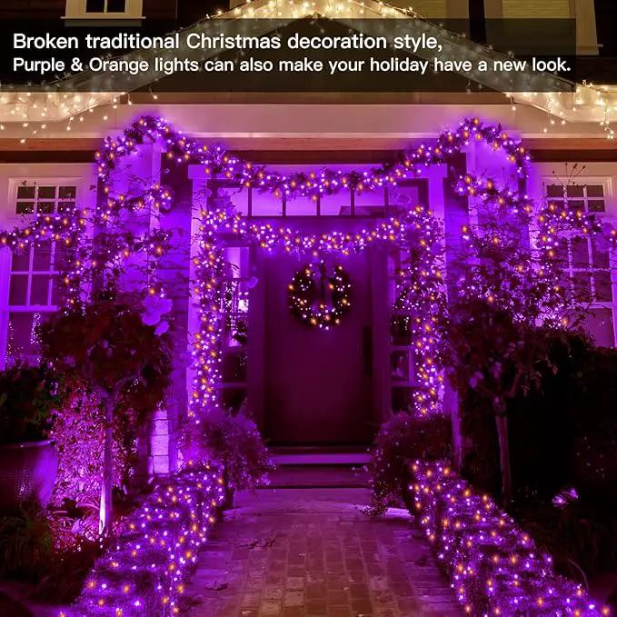 Ollny Halloween Outdoor String Lights - 60 FT 180 LED Orange and Purple Decorations, Waterproof Fairy Plug-in, 8 Modes and Timer for Party, Yard, Door, Christmas Decor by GreenHaven Gardens