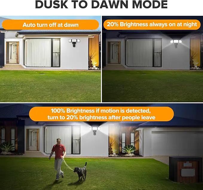 UME 49W LED Security Lights Motion Sensor Light Outdoor, 5000K Daylight, IP65 Waterproof, Dusk to Dawn, 3 Head Motion Detected Flood Light for Garage, Yard, Porch (Black) by GreenHaven Gardens