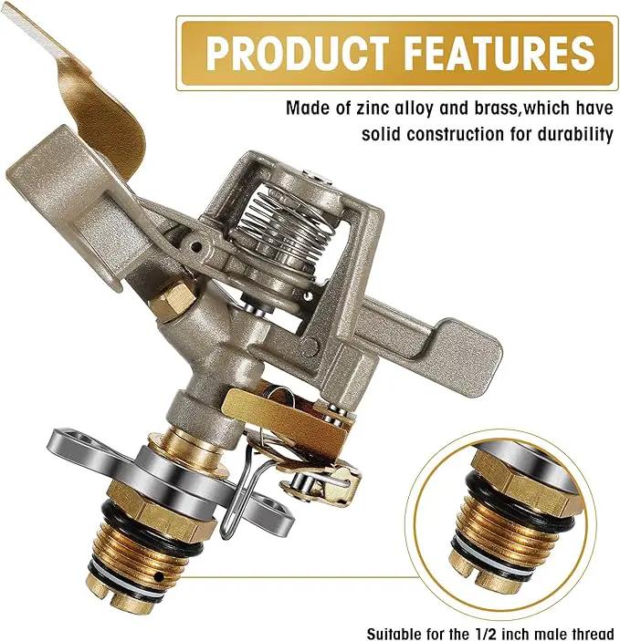 Impact Sprinkler Head Brass Pulsating Sprinkler Lawns Garden Adjustable 360 Degrees Watering Heavy Duty Sprinkler Head with Nozzles for Yard and Grass Irrigation (5 Pieces) by GreenHaven Gardens