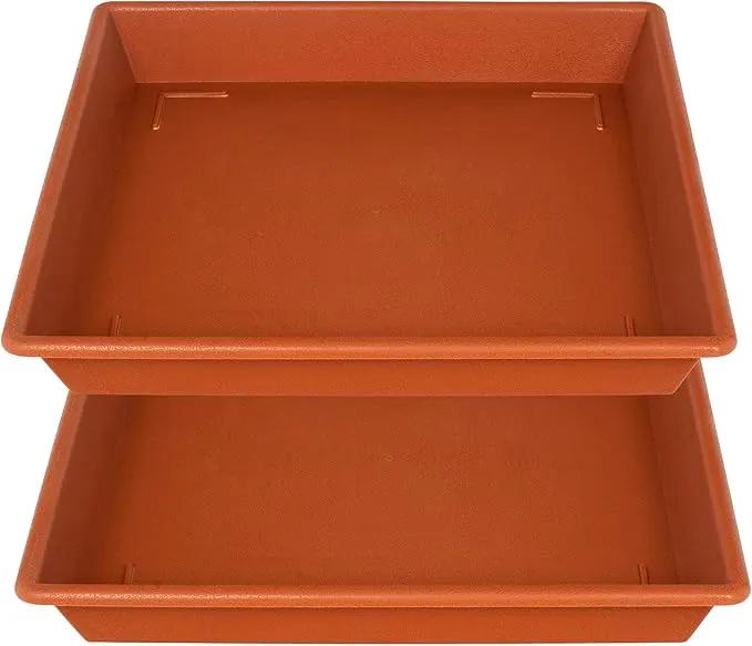 Square Plant Saucer 20 Inch 2 Pack, Large Plant Trays for Pots Heavy Duty Plastic Plant Saucers for Indoors Outdoors, Flower Pot No Holes Terracotta Plant Lover Gardening Gifts by GreenHaven Gardens