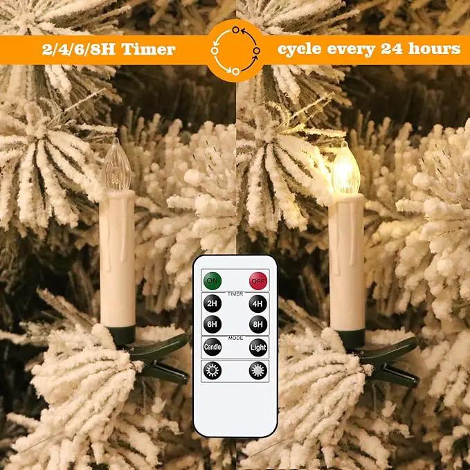 DRomance Christmas Tree Flameless Taper Candle Lights Battery Operated with 10-Key Remote and Timer, 30 Pack Plastic 3D Wick Flickering LED Taper Candles Multi-Using Home Garden Holiday Decor 3.4" by GreenHaven Gardens
