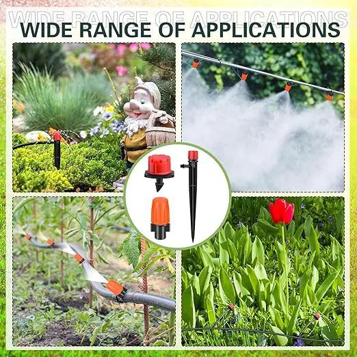 30 Pcs Drip Irrigation Kits with 10 Pcs 1/4 Drip Irrigation Emitters10 Pcs 360 Degree Adjustable Irrigation Drippers Sprinklers and 10 Pcs 3 Way Atomizing Nozzles for (4-7mm) Watering Patio by GreenHaven Gardens