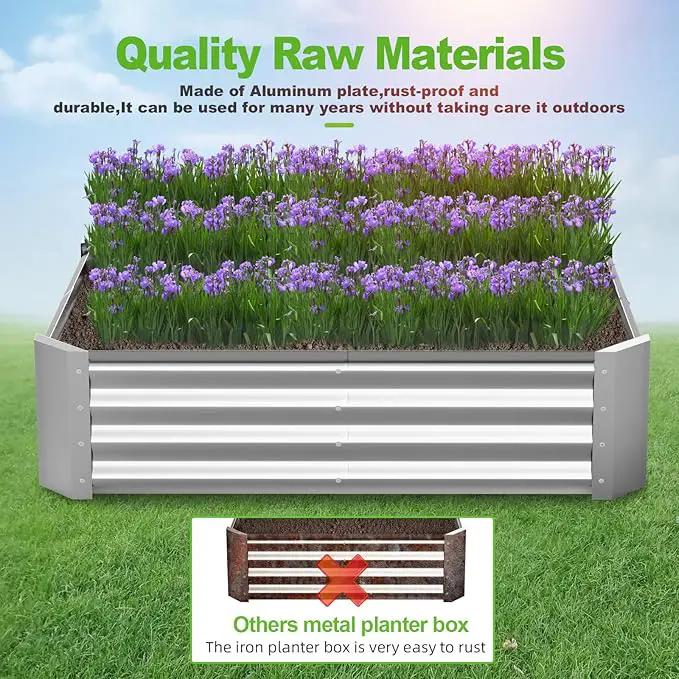 Raised Garden Bed Outdoor Aluminum Planter Box Kit for Vegetables Flower Herb, 2 Sets, 38x38x12 in by GreenHaven Gardens