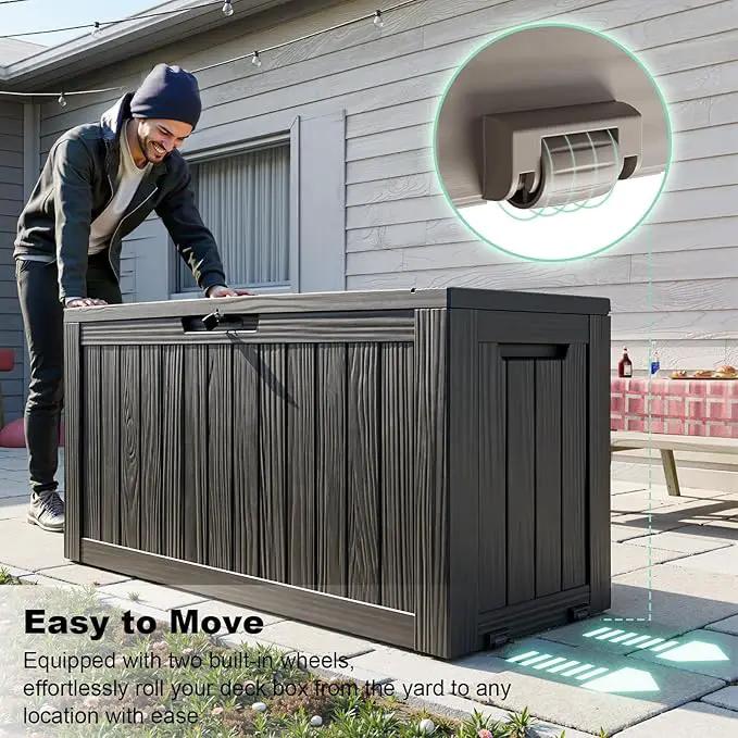 DRATO 75 Gallon Deck Box, Waterproof Resin Large Outdoor Storgae Box for Patio Furniture, Patio Cushions, Gardening Tools, Pool and Sports Supplies, Lockable by GreenHaven Gardens