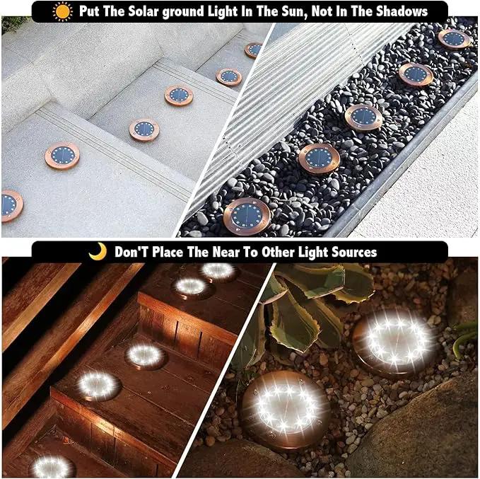 HOFLY Outdoor In-Ground Solar Landscape Lights - 8 Pack, 12 LED, White Light for Pathway, Yard, Patio, Walkway by GreenHaven Gardens