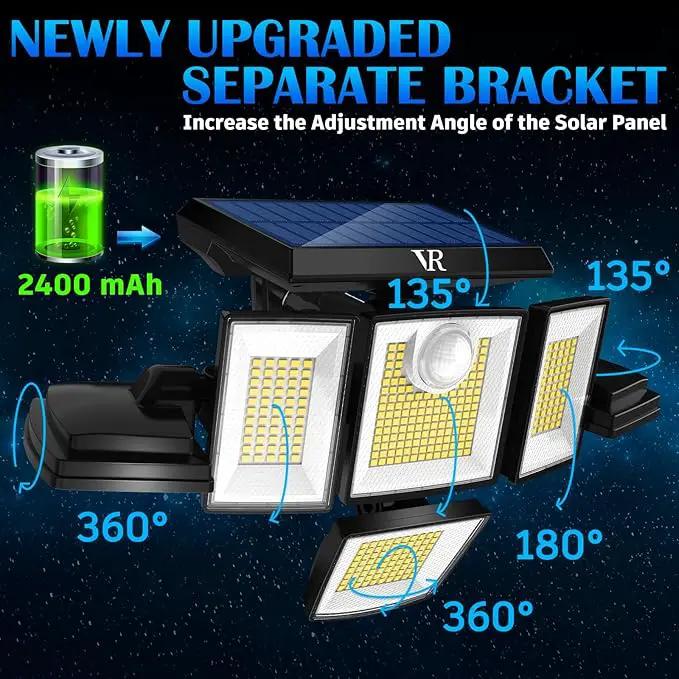 Solar Motion Sensor Flood Lights Outdoor - 496LEDs 3500LM 3 Lighting Modes 3 Levels Brightness, 6 Heads 360° Illumination, IP65 Waterproof Solar Security Lights,for Porch Yard Patio Garage by GreenHaven Gardens