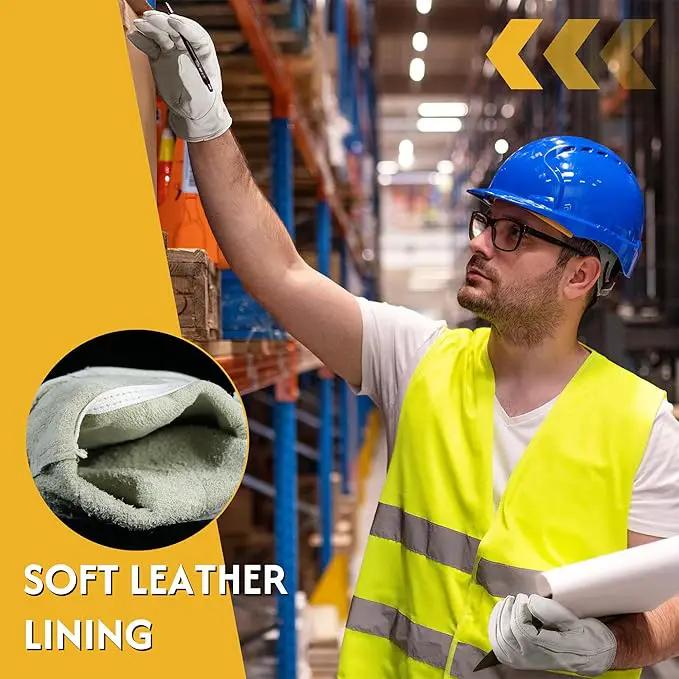 HLDD HANDLANDY Leather Work Gloves for Men & Women, Adjustable Wrist Cowhide Gardening Glove with Reinforced Palm for Driver by GreenHaven Gardens
