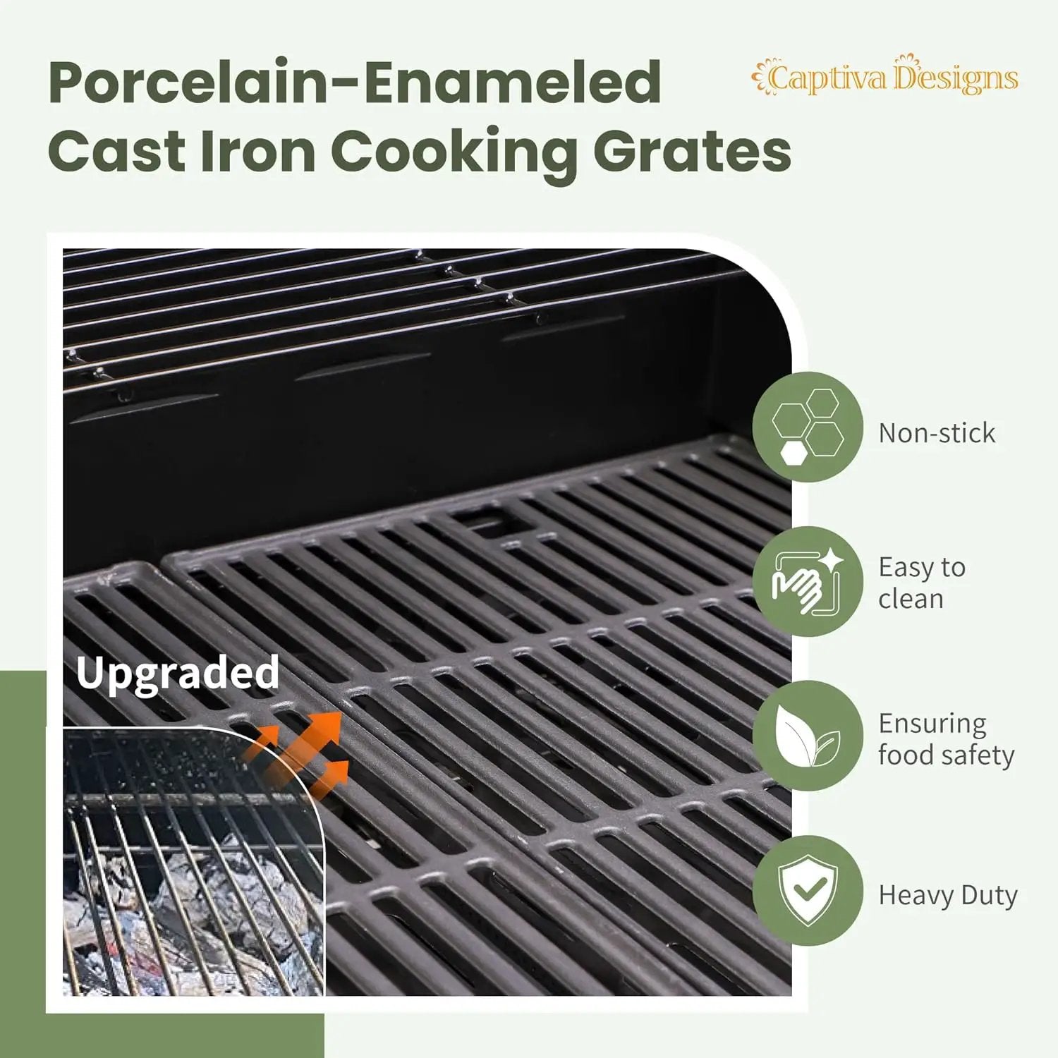 Captiva Designs 4-Burner Propane Gas BBQ Grill with Side Burner & Porcelain-Enameled Cast Iron Grates, 42,000 BTU Output Barbeque Grill for Outdoor Cooking Kitchen and Patio Backyard Barbecue, Blue by GreenHaven Gardens