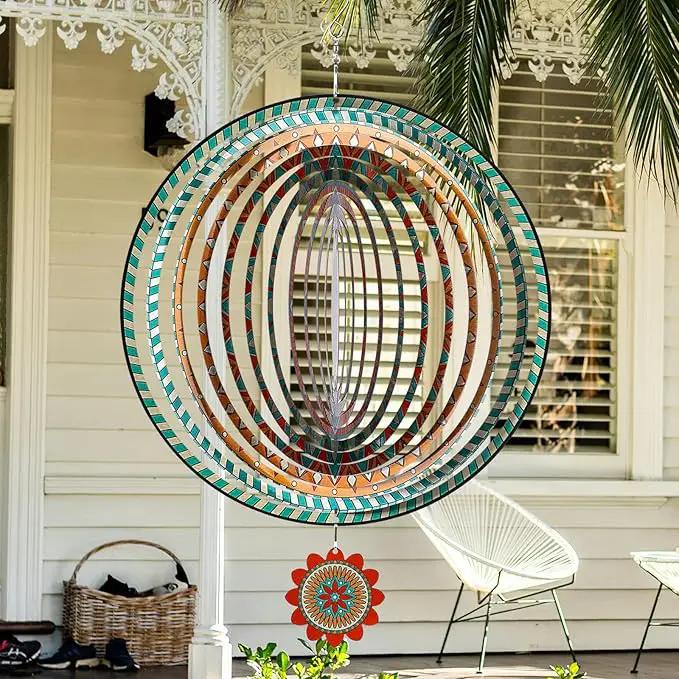 TUOKING Mandala Wind Spinners Outdoor Metal 3D Hanging Art Wind Spinner 12 Inch Stainless Steel for Yard and Garden Decoration Worth Gift for Women by GreenHaven Gardens