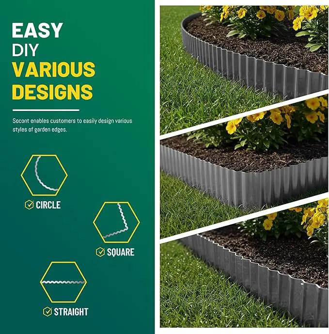 Corrugated Metal Garden Edging, 6"×40Ft Durable Landscape Border for Garden, Lawn, Flower Beds and Paver Edging (Gun Silver) by GreenHaven Gardens