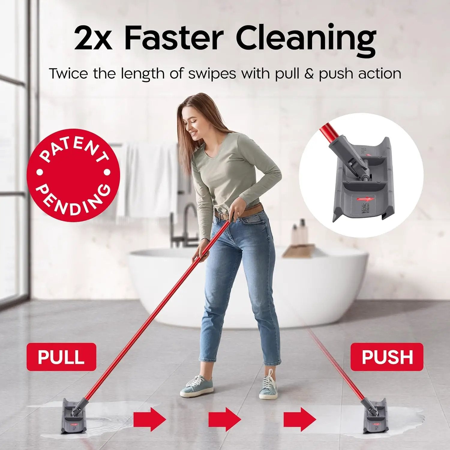 Tyroler MoppyShmoppy 2-in-1 Heavy Duty Floor Squeegee for Concrete Floors & Microfiber Mop 16.5" | Squeegee for Floor with 55" 4-Part Handle | Squeegees Mop | Squeegees Broom for Floors by GreenHaven Gardens