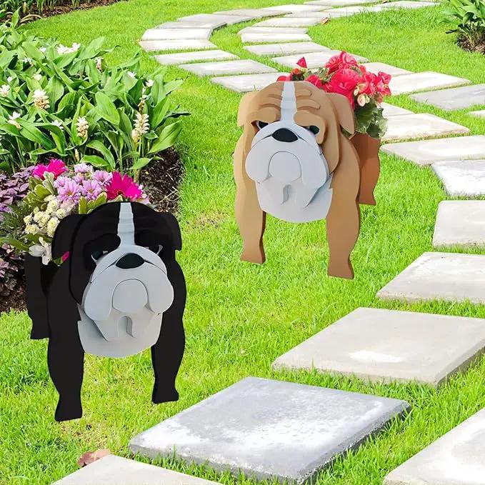 English Bulldog Dog Planter Plant Pots,Cute Garden Dog Flower Planter,Dog Planters Birthday Gifts for Women,Office,Indoor/Outdoor Decor（9.45 * 7.48 * 10.63in） by GreenHaven Gardens