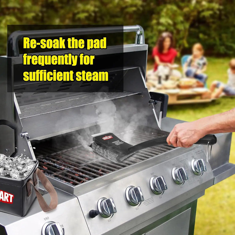 GRILLART SteamWizards Grill Brush Bristle Free, Safe BBQ Grill Brush for Outdoor Grill, Flat Top Grill Cleaner with Replaceable Head, Suitable for All Grates, Griddle Accessories, Dishwasher Safe by GreenHaven Gardens