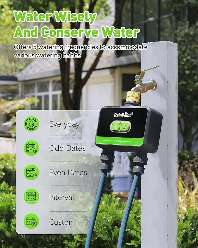 RainPoint WiFi Water Timer for Garden Hose with Brass Inlet, 2-Zone Smart Hose Timer, WiFi Irrigation Controller, Automatic Sprinkler Watering System for Lawns and Yard by GreenHaven Gardens