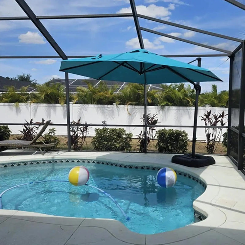 PURPLE LEAF 11 Feet Patio Umbrella Outdoor Cantilever Round Umbrella Aluminum Offset Umbrella with 360-degree Rotation for Garden Deck Pool Patio, Turquoise Blue by GreenHaven Gardens