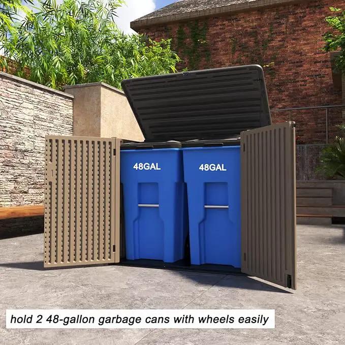 Large Horizontal Storage Sheds,38 cu.ft Resin Garden Shed Weather Resistance,Outdoor Storage Box Lockable for Patio,Backyard,Garden,Home(Brown) by GreenHaven Gardens