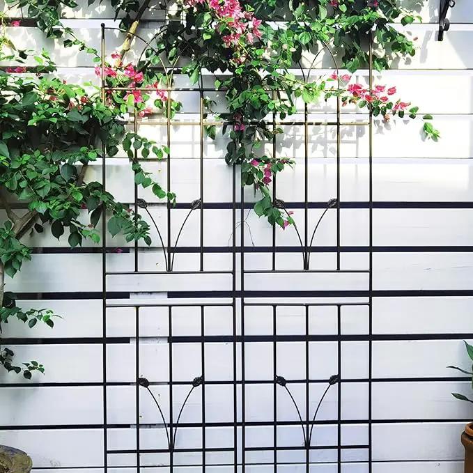 2 Pack Metal Garden Trellis 71" Fence Rustproof Garden Trellis for Climbing Plants Support Roses Flower Outdoor Lawn, Brown 6FT by GreenHaven Gardens