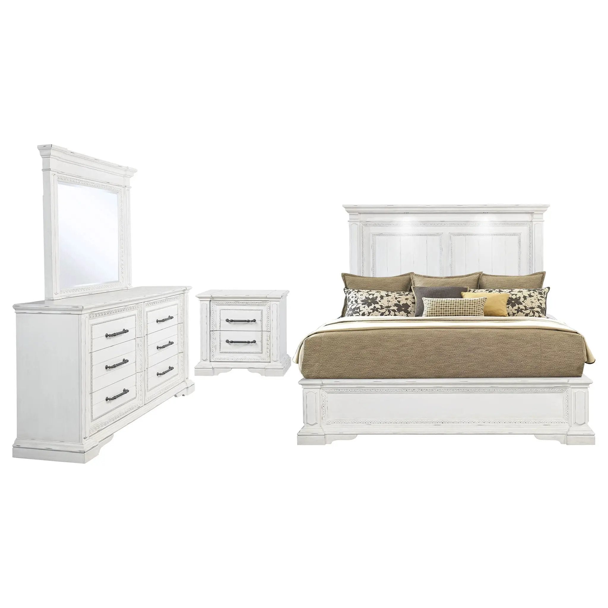 McKinney 4-piece California King Bedroom Set Vintage White by Unique Piece Furniture