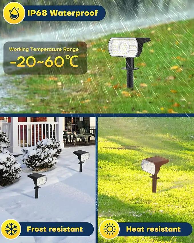 Kaxiida Solar Lights Outdoor Waterproof IP68, 3 Lighting Models Solar Powered Spot Lights Outdoor, 56LED Dusk to Dawn for Yard Patio Garden Pathway Landscape Lighting by GreenHaven Gardens