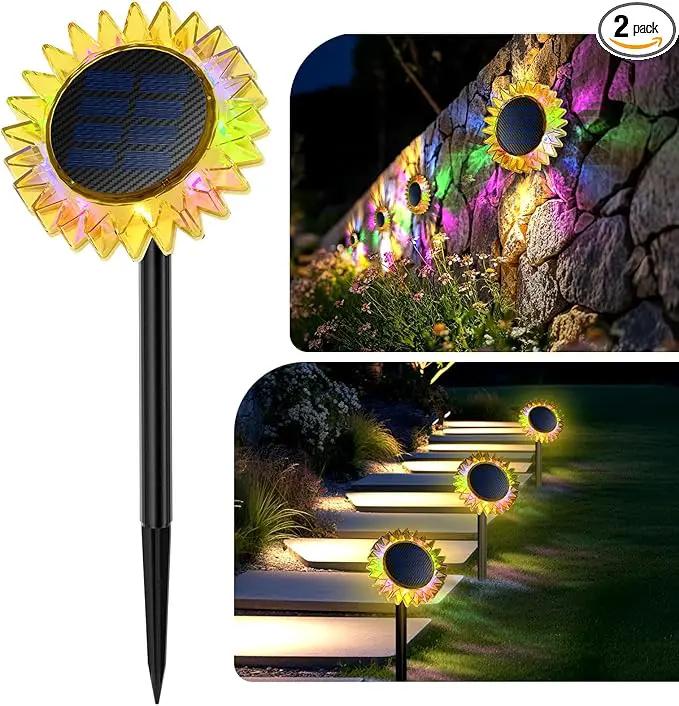 Hogni Solar Pathway Lights - 2 Pack LED Sunflower Garden Light, Waterproof Outdoor Decor for Wall, Lawn, Yard, Walkway, Patio, Landscape by GreenHaven Gardens