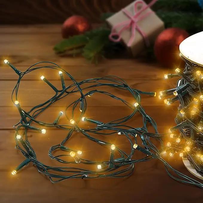 Christmas Light 500 LEDs 172ft Green Cable Wire Fairy String Outdoor Twinkle Lights Plug in 12 Modes for Xmas Party, Garden, Wedding, Home Decoration (Warm White) by GreenHaven Gardens