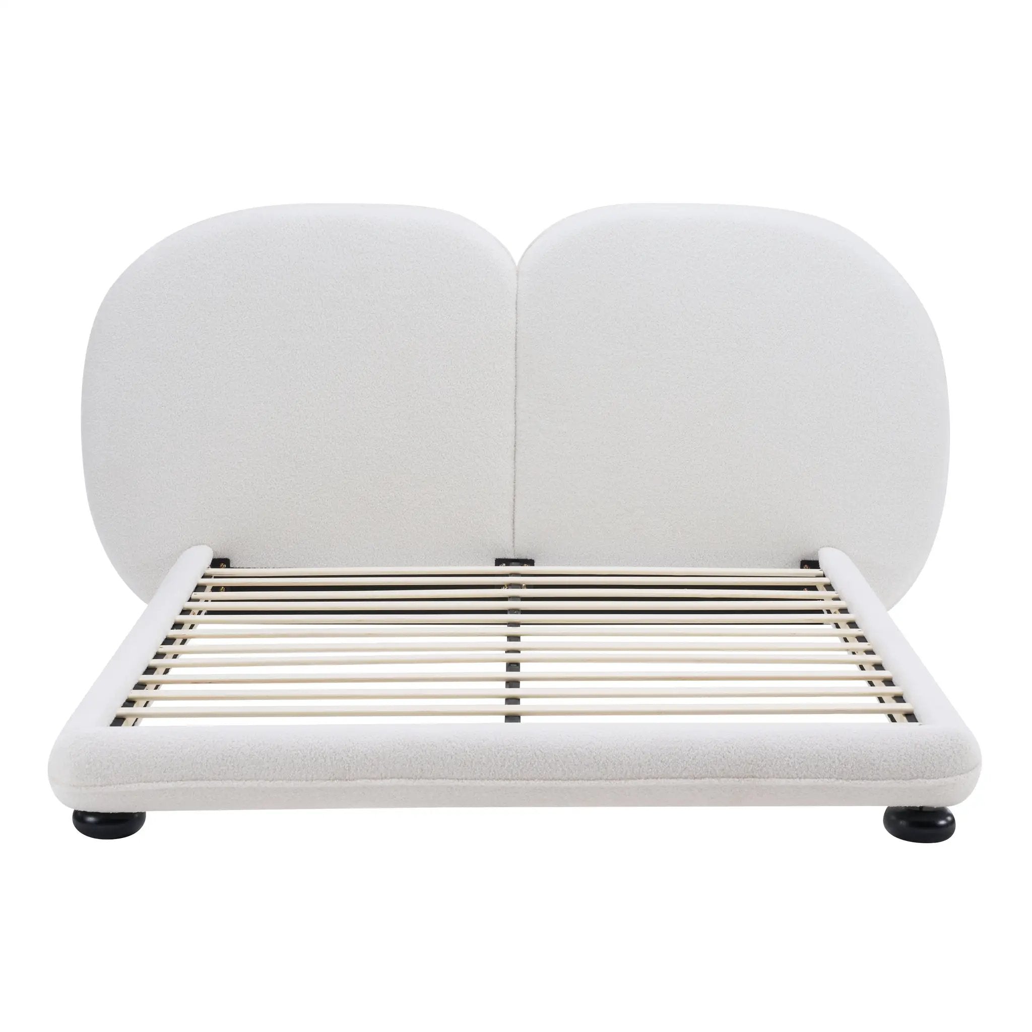 Extra Thick Upholstered Platform Bed Frame with Luxury Split Headboard by HouseOfZazla