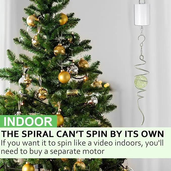 Glow Gazing Ball Spiral Tail Wind Spinner,Decorative Wind Spinner 11inch Tail and 2 inch Glass Orb. Indoor Outdoor Wind Spinner Tail Sun Catcher Garden Decoration-13 inch Height by GreenHaven Gardens