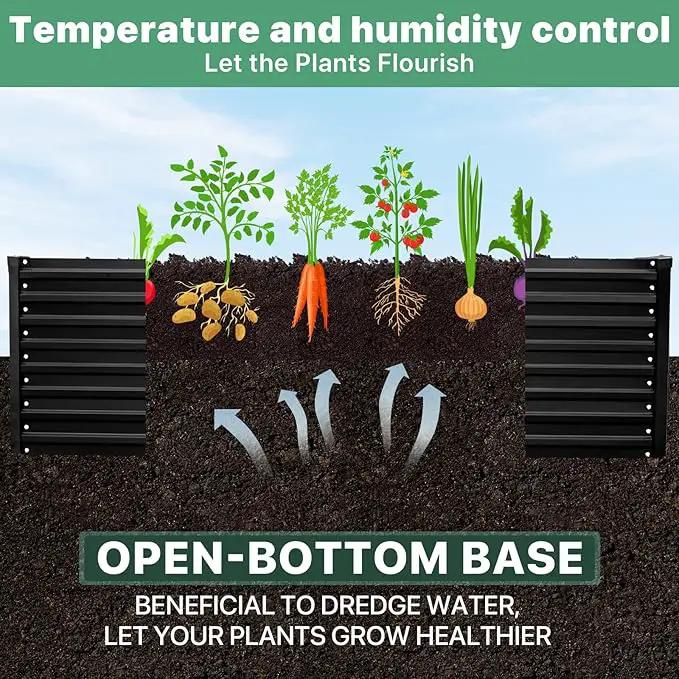 8×4×2ft Galvanized Metal Raised Garden Bed, Metal Planter Kit Box Outdoor for Deep-Rooted Vegetables, Flowers, Green and Herbs by GreenHaven Gardens