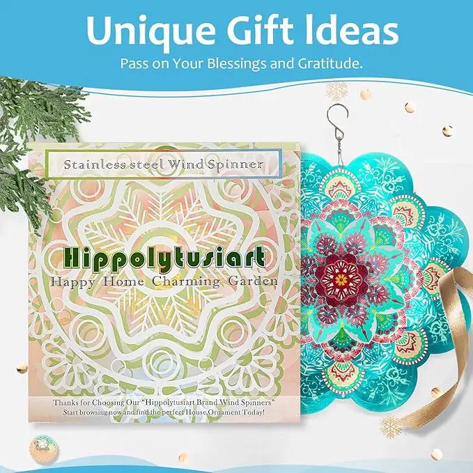 Wind Spinner Mandala Lucky Firework,12inch Hanging Wind Spinner Lucky Gifts for Women/Mother/Grandma/Father/Mom/Wife,Outdoor&Indoor Garden Decorations Yard Art Christmas Ornament by GreenHaven Gardens