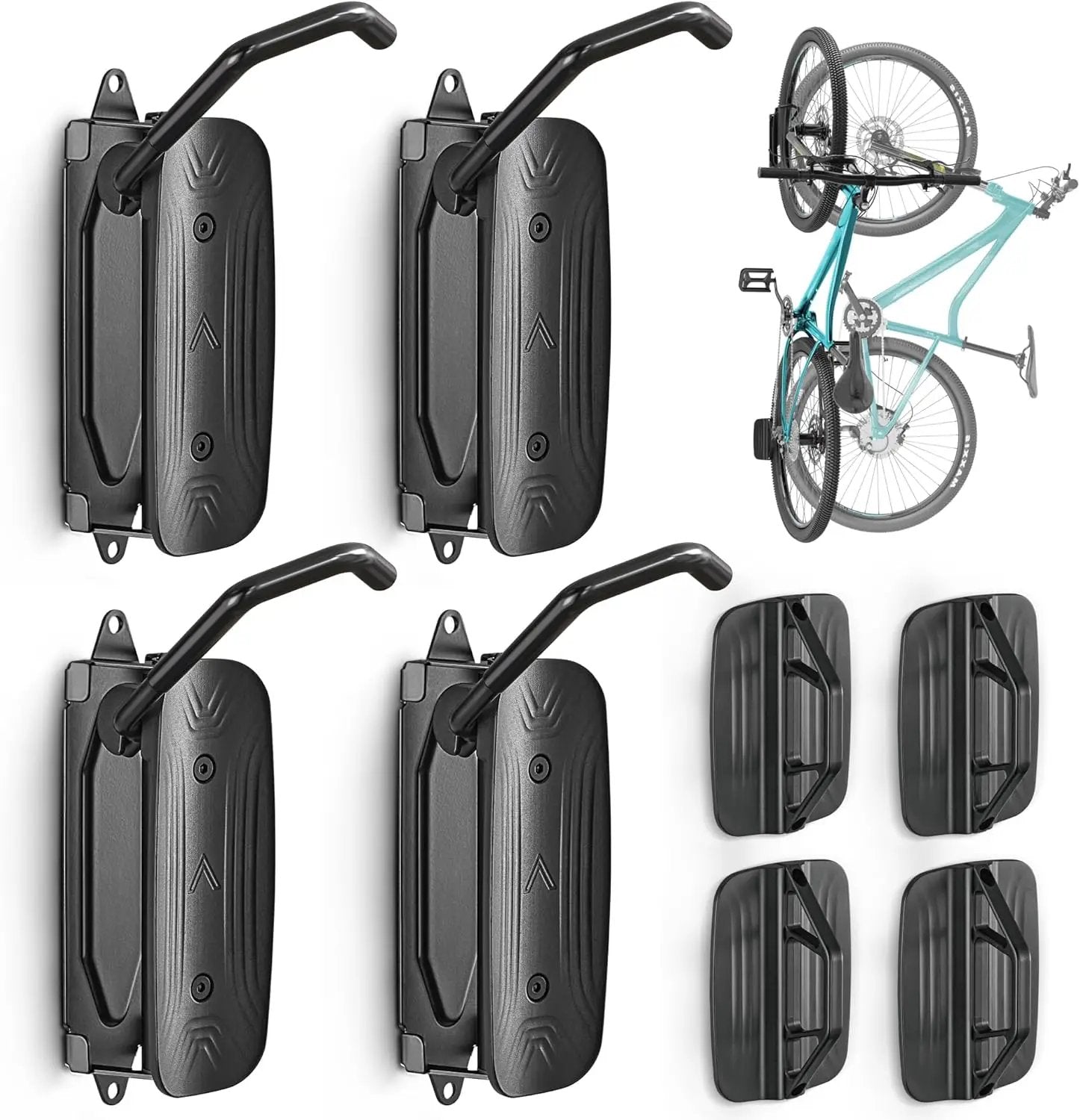 monTEK Swivel Bike Wall Mount, Bike Hangers for Garage, Space-Saving Vertical Bike Rack, Sturdy Bike Storage Rack Holds Up to 66lbs, Easy to Install, 4 Pack by GreenHaven Gardens