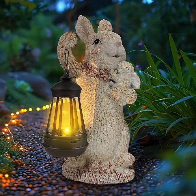 ILLUMINEW Solar Garden Statues Rabbit Lights, Outdoor Lighted Bunny Garden Decor Waterproof Figurines for Patio Porch Balcony Yard Lawn Lantern, Unique Easter Gifts for Mom Grandma Mother by GreenHaven Gardens