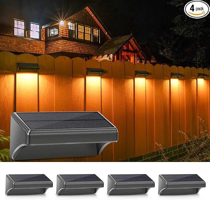 Aulanto Solar Fence Lights 4 Pack-Plus,100 Lumen Big Outdoor Solar Light IP65 Waterproof, Warm White and 10 RGB Modes,Fence Lights Otdoor Solar Lighting for Backyard,Garden,Fence,Wall,Deck,Stairs. by GreenHaven Gardens