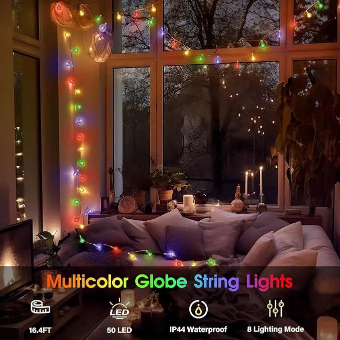 16.4ft 50LED Globe String Lights Indoor Bedroom Battery Operated, Crystal Fairy Light IP44 Waterproof Outdoor Hanging Decorative Lights for Home Tent Patio Garden Party Wedding Decor by GreenHaven Gardens